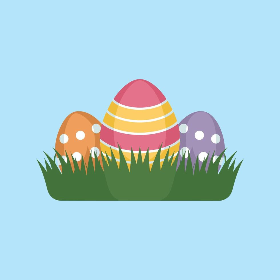 Springtime Joy Colorful Easter Eggs in Grass vector