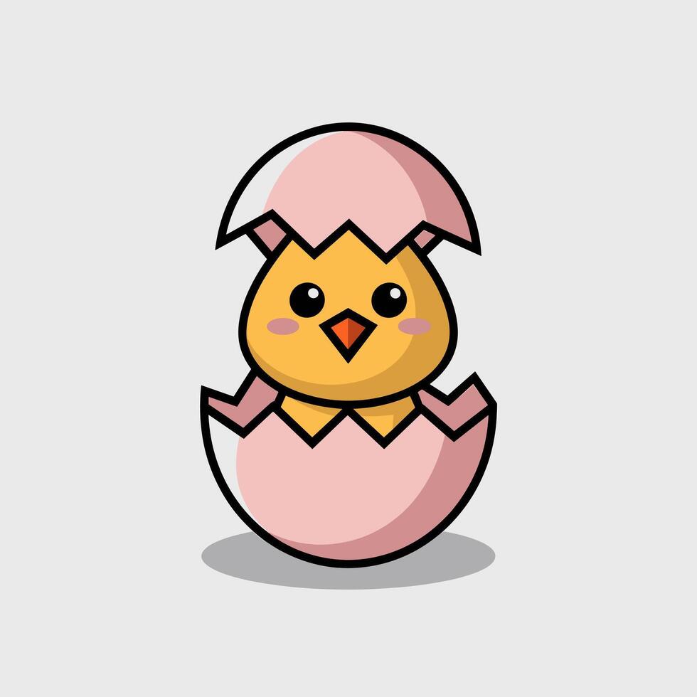 Happy Yellow Chick Peeking from a Cracked Egg vector