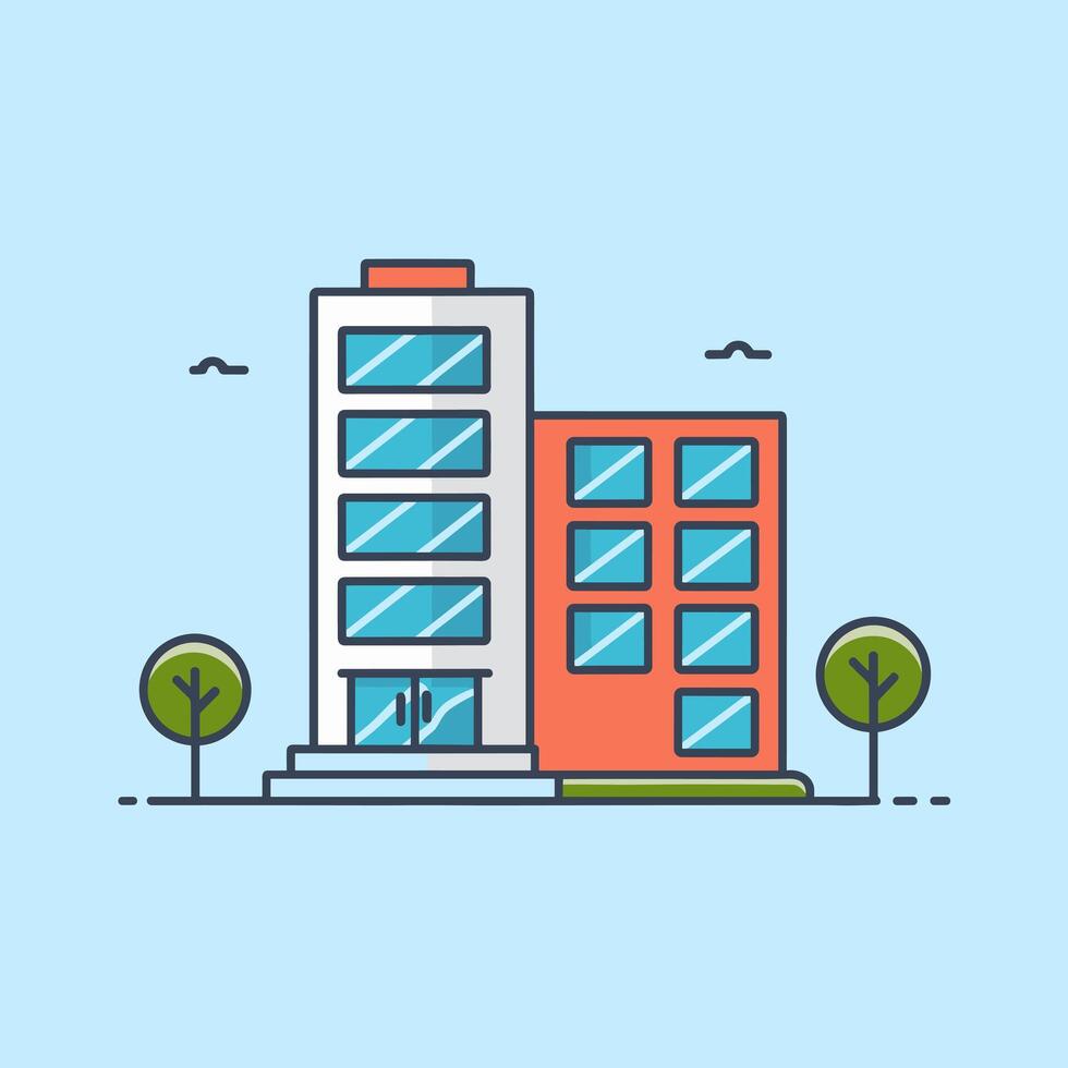 Flat Design of a Contemporary Office Building vector