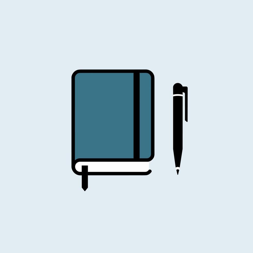 Simple Stationery Illustration Featuring a Notebook and Pen vector