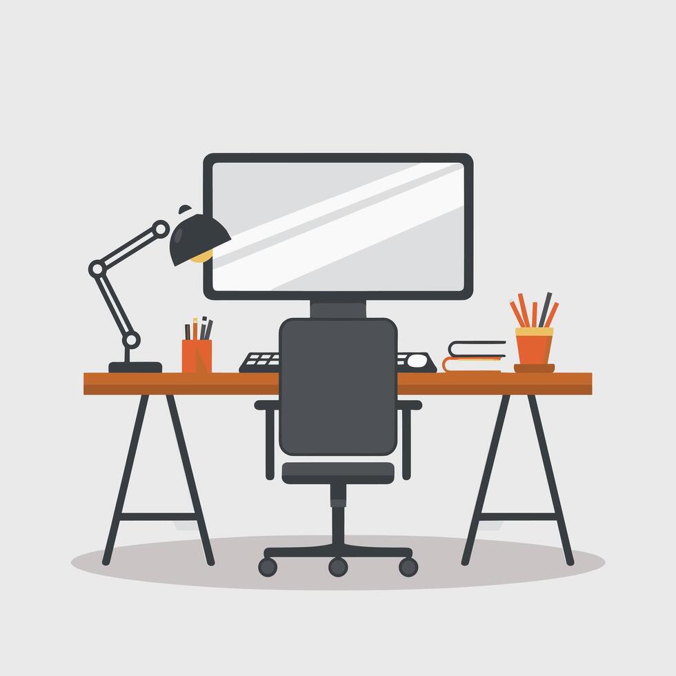 Clean and Organized Office Desk with Work Essentials vector