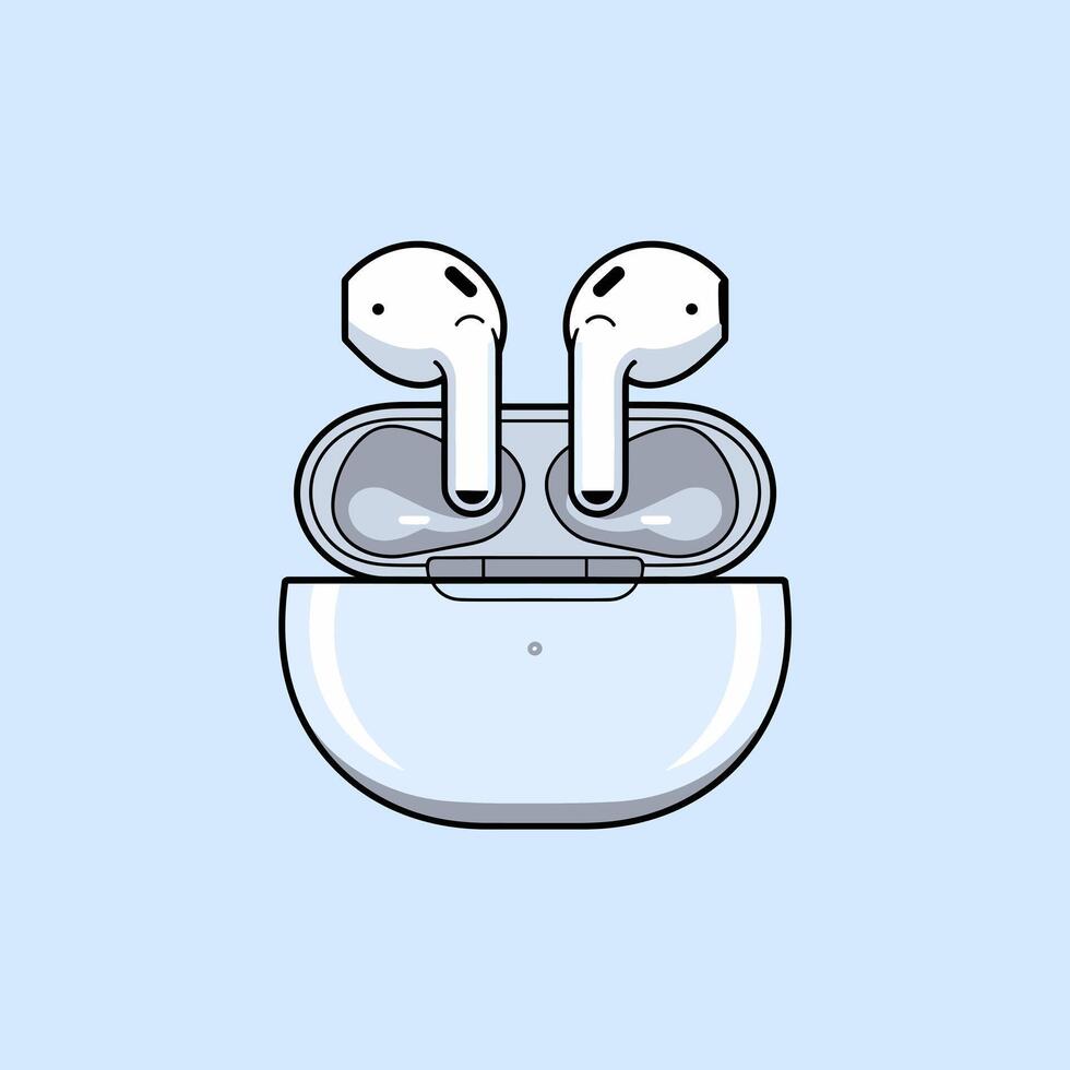 Sleek Bluetooth Earbuds and Minimalist Charging Dock vector