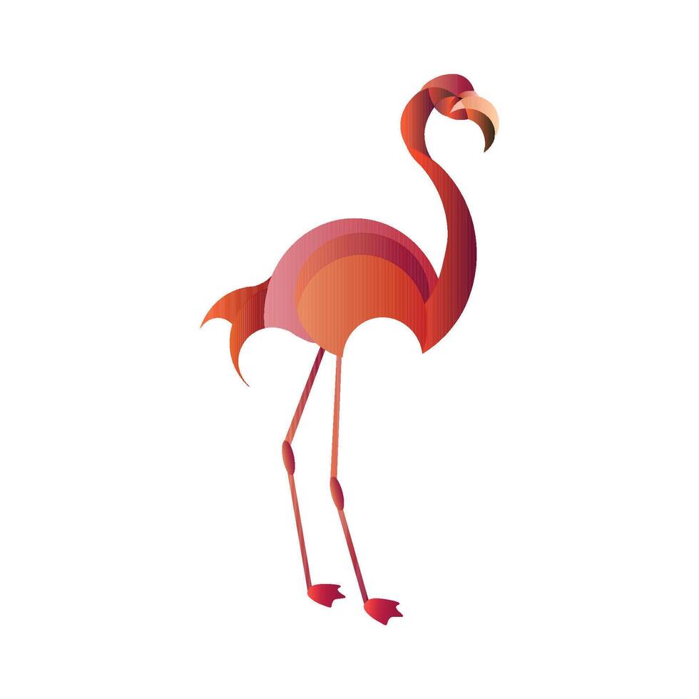 Cartoon illustration of a flamingo isolated on white background. Logo, banner. Gradient cute flamingo. vector
