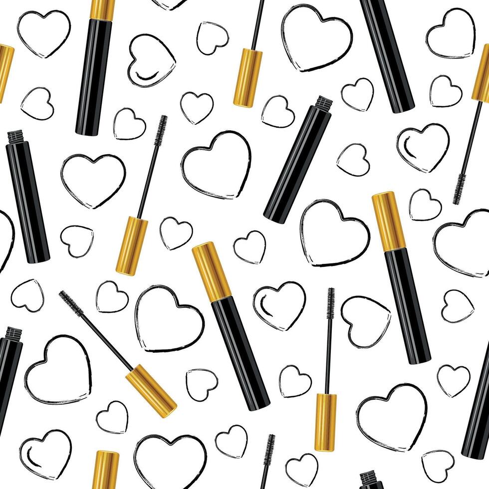 Seamless pattern with mascara in cartoon style. vector