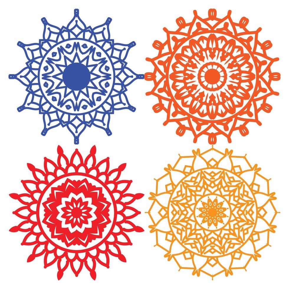 Set of Ornamental Elements for Design with Snowflake, Floral, Mandala, and Vintage Patterns vector
