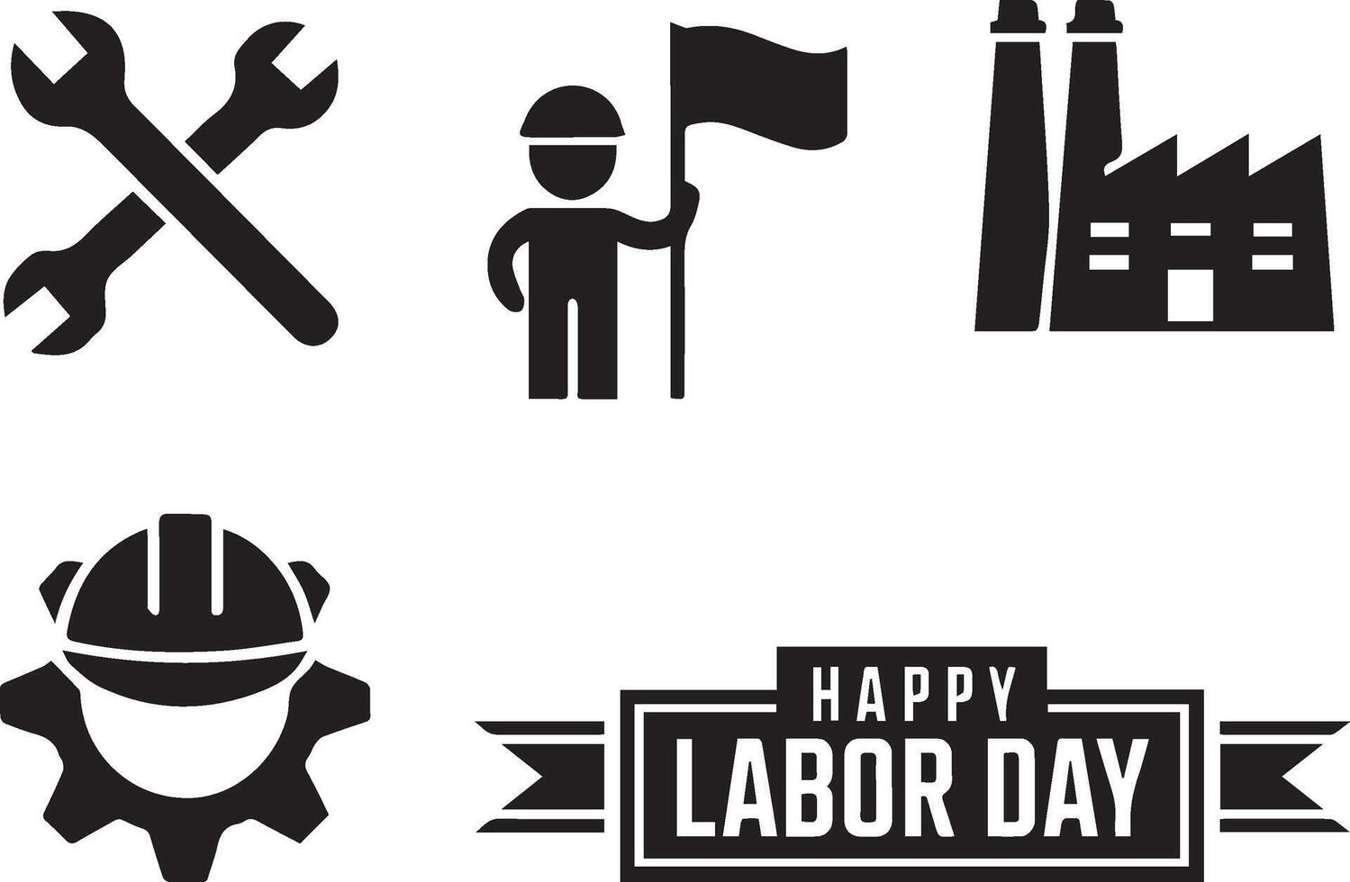 Labor Day Tools and Symbols Bundle vector