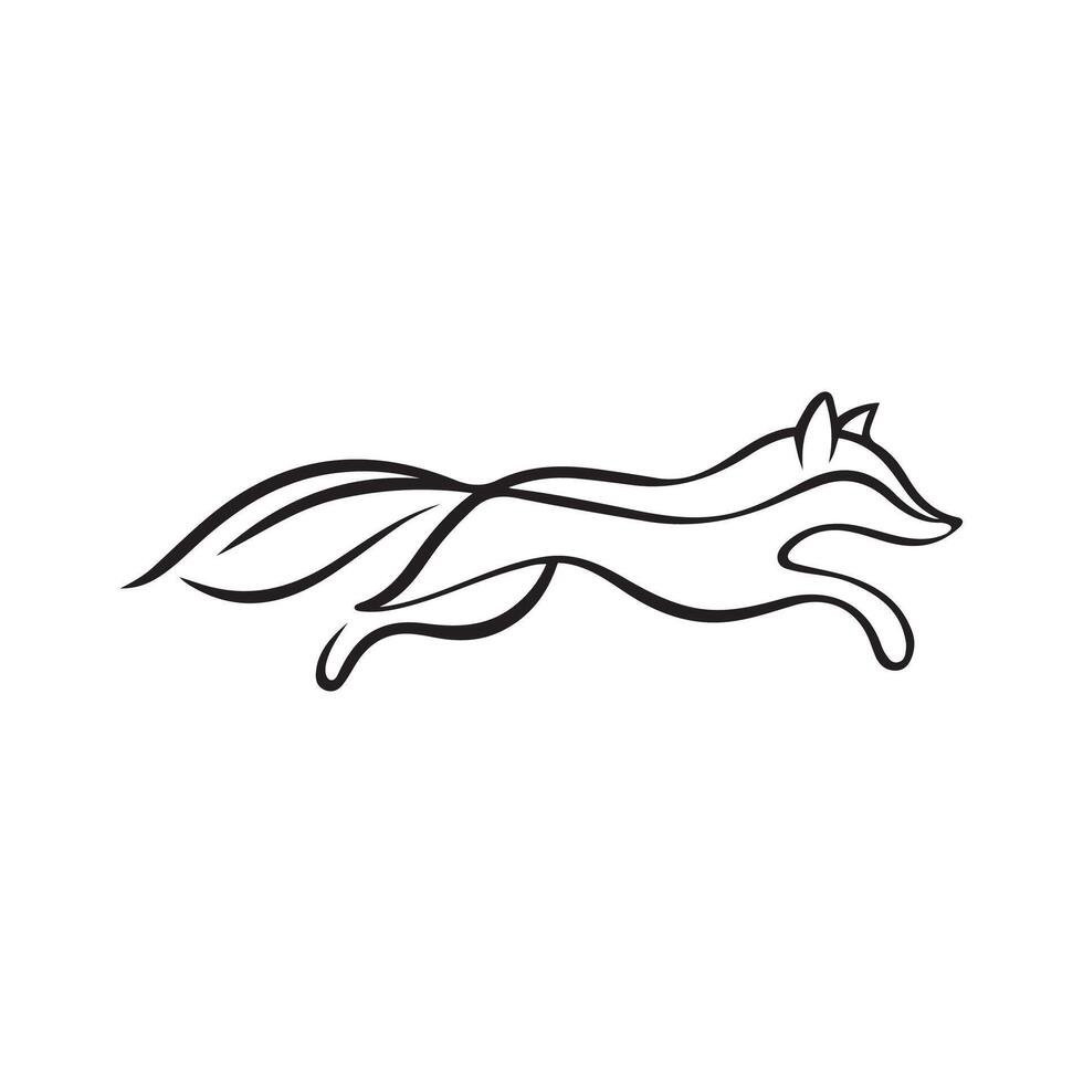 hand drawing line art fox logo , fox icon , silhouette, vector