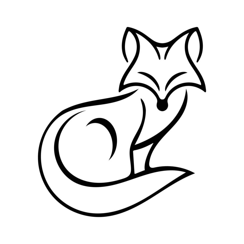 line art modern fox logo, fox icon vector