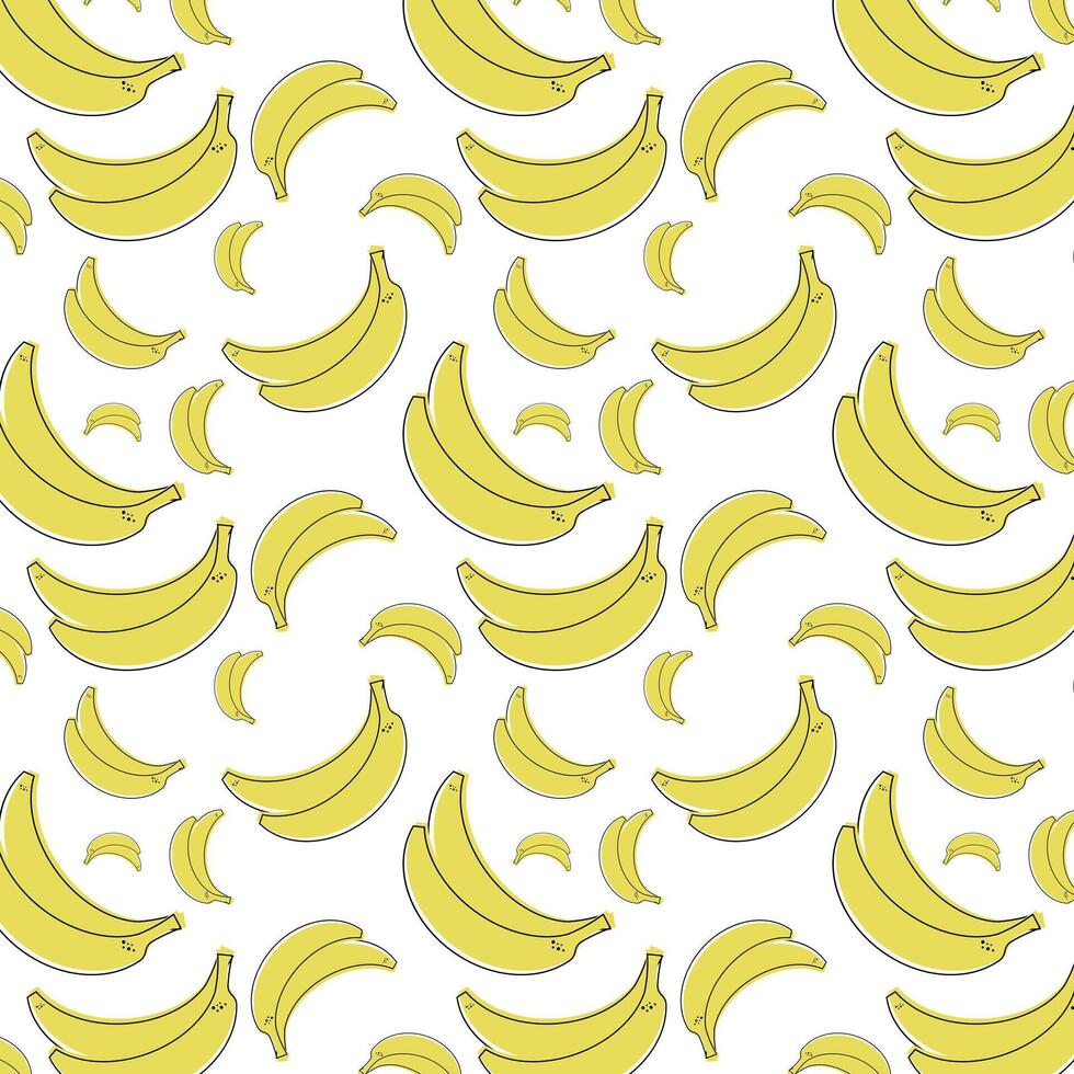 Banana stylish seamless pattern, repeat pattern for textile, wallpaper, wrapper, banner, poster, illustration in flat linear style vector