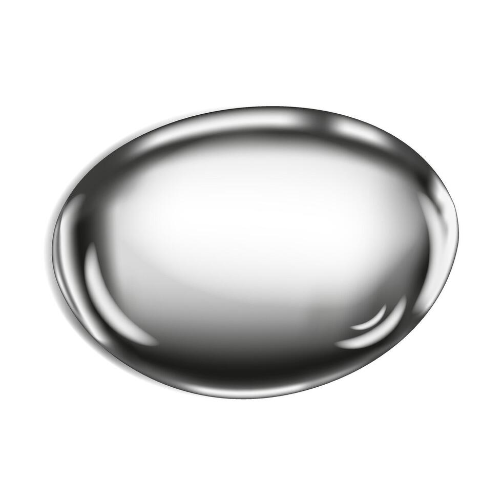 Metal drop realistically isolated on a white background. Silver ball, chrome sphere, liquid metal. Spherical 3D sphere Gemstone. illustration for your design and business vector