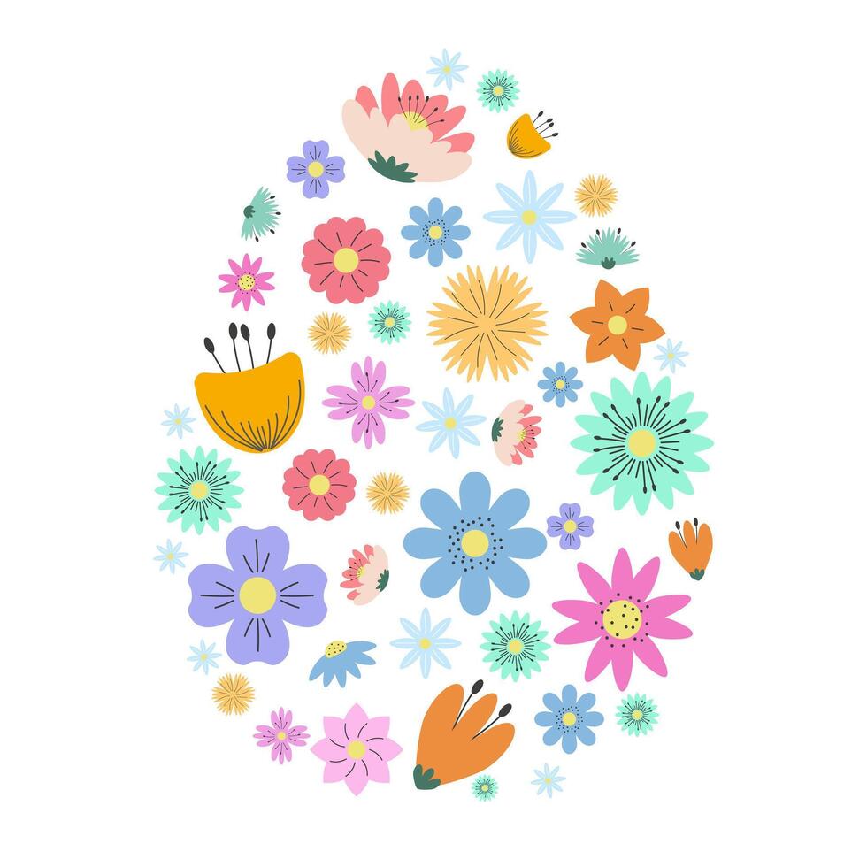 Easter Floral Element for Poster, Banner, Background. Colorful minimalist design. Abstract Element for Easter. Illustration. Patterned eggs. vector