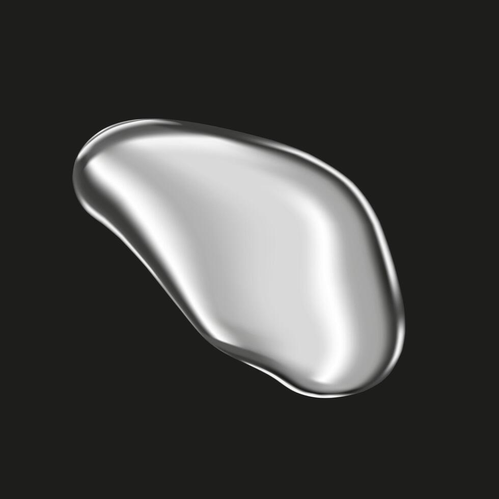 Metal drop realistically isolated on the background. Silver ball, chrome sphere, liquid metal. Spherical 3D spheres. Precious stone. New Year illustration for your design and business vector