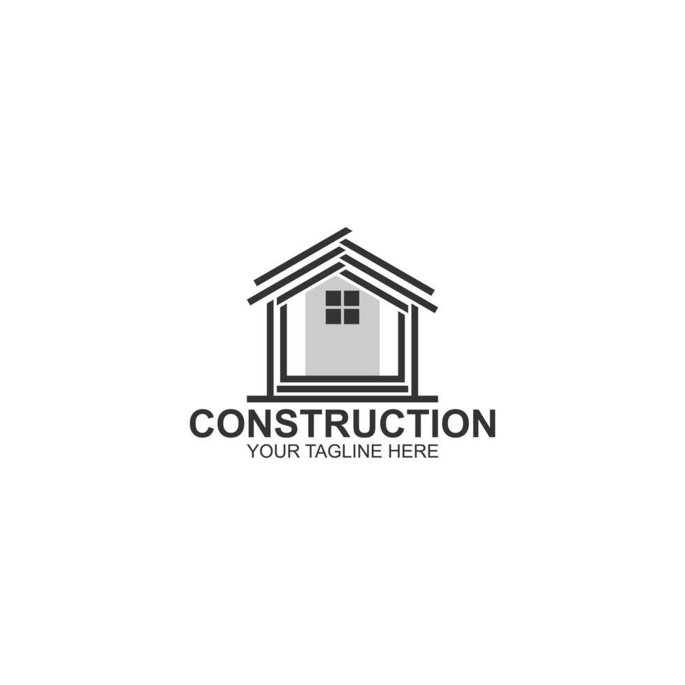 construction logo design for building with creative illustration vector