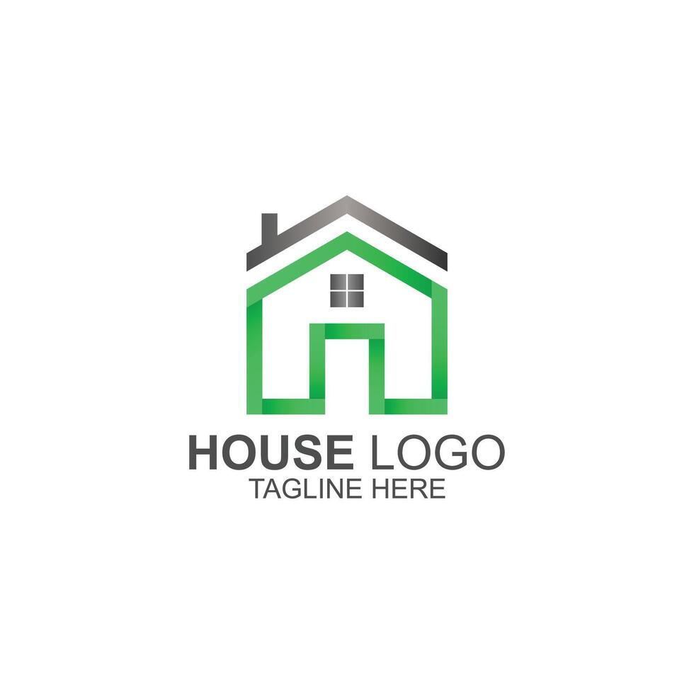 logo design for house identity with creative illustration vector