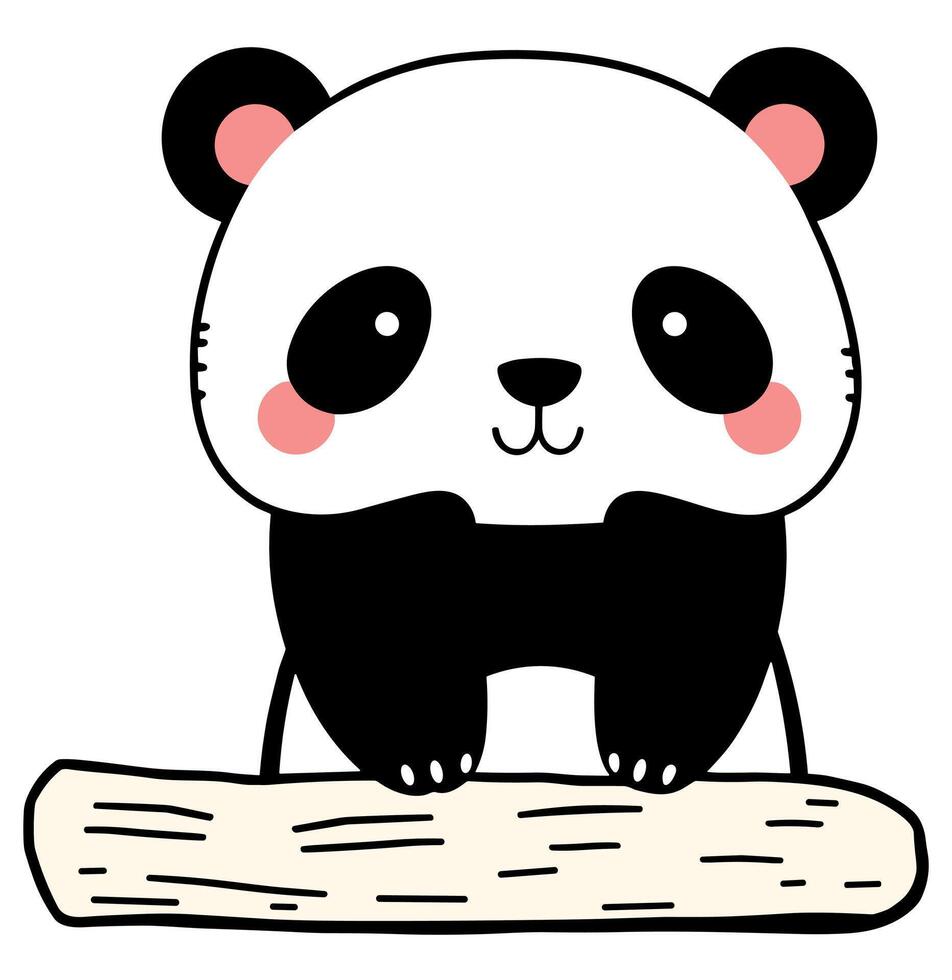 Cute panda sitting on a log vector
