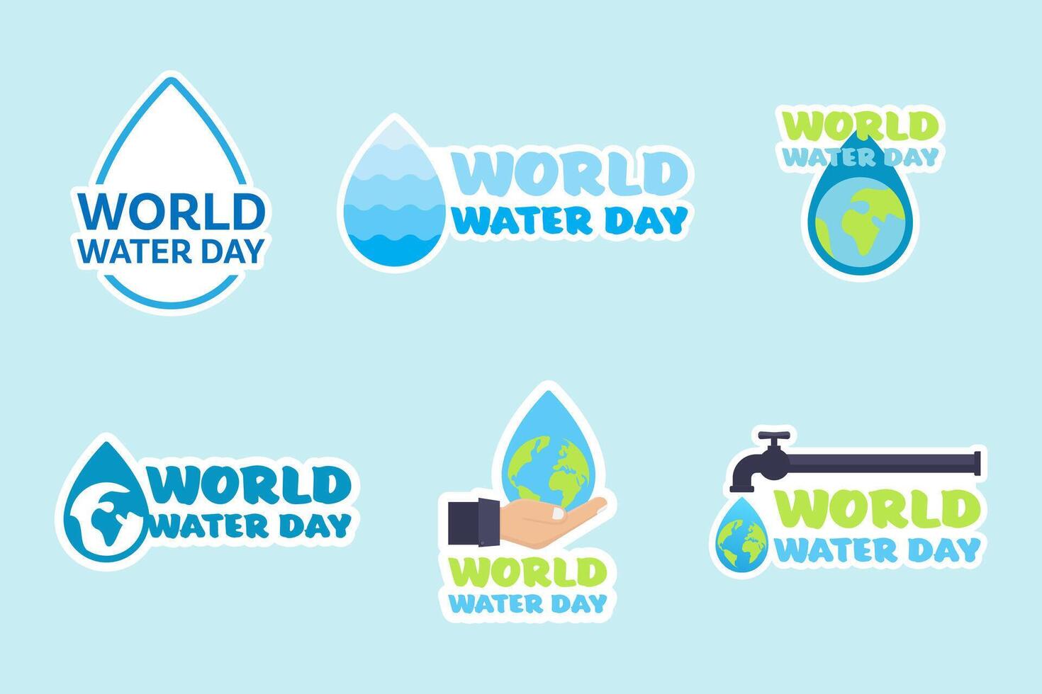 World water day sticker with water drops and earth icon vector