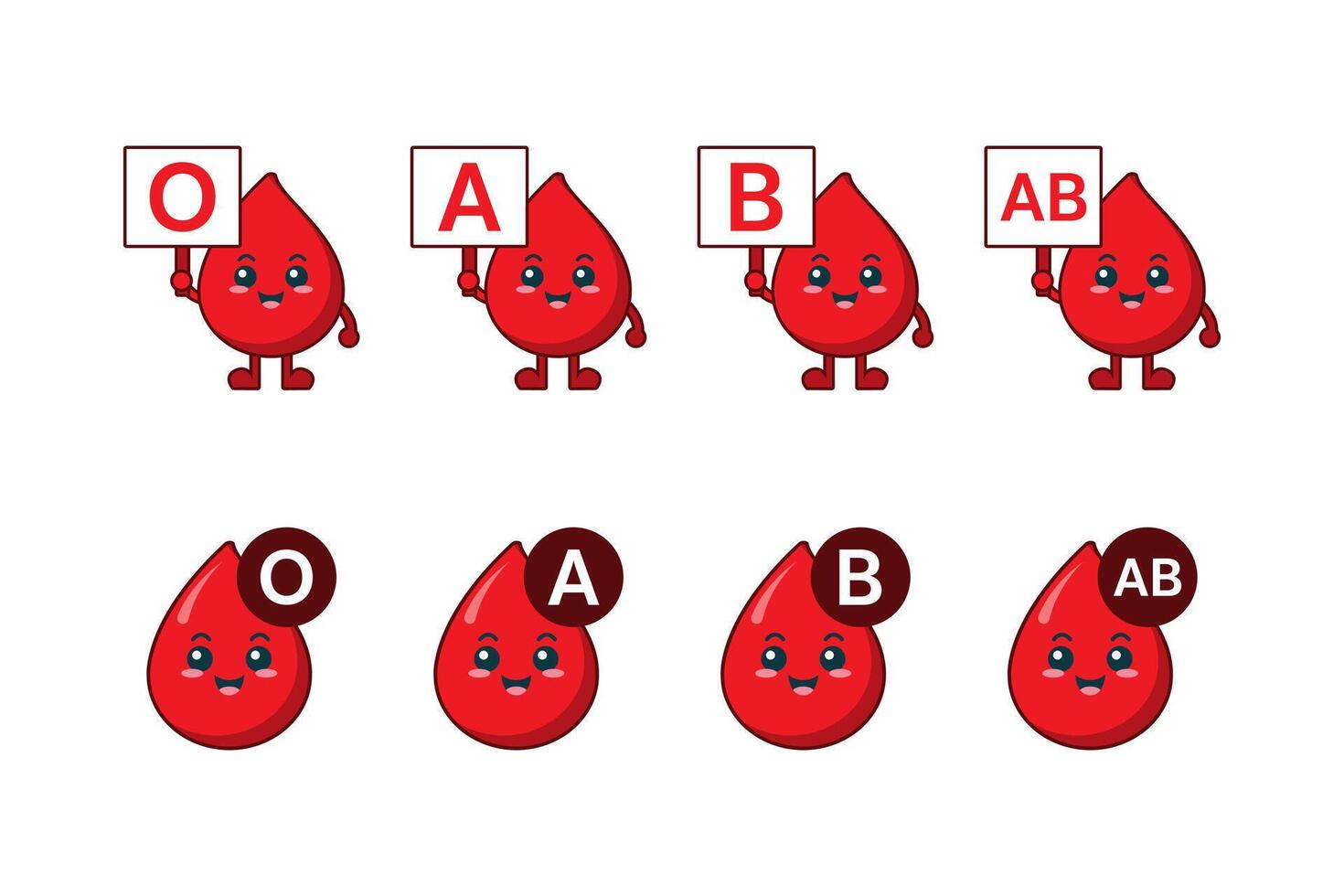 Set of icon blood type characters vector