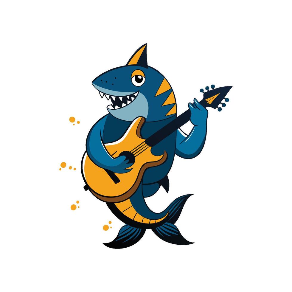 Shark playing guitar vector