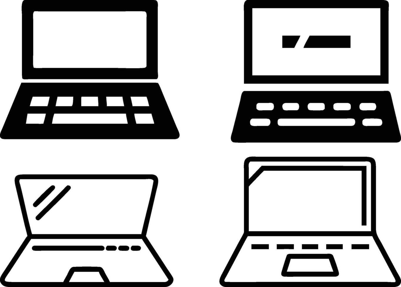 Laptop Icon Set Line Art vector