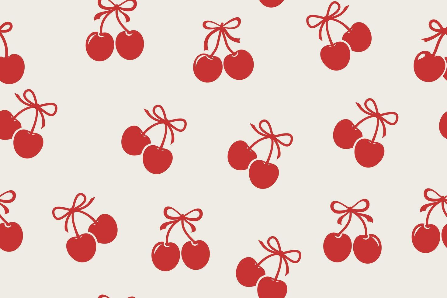 Red Cherries with Bows Seamless Pattern vector