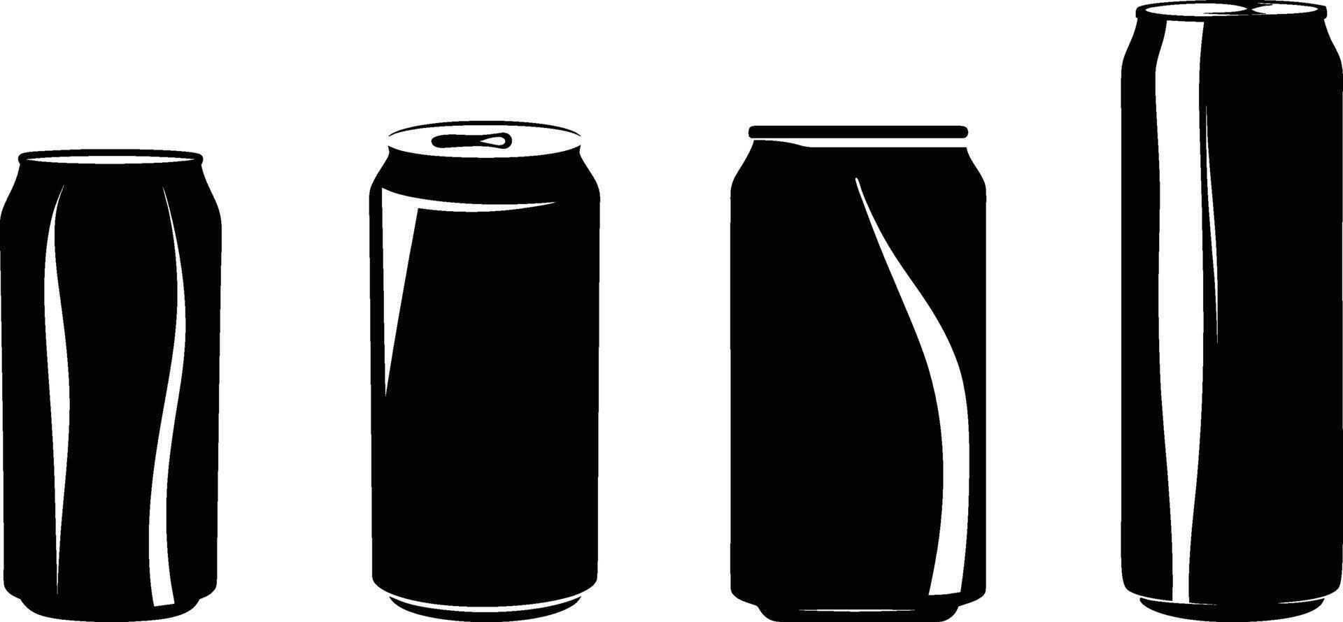 Variety of Soda and Beverage Cans Icons Set vector