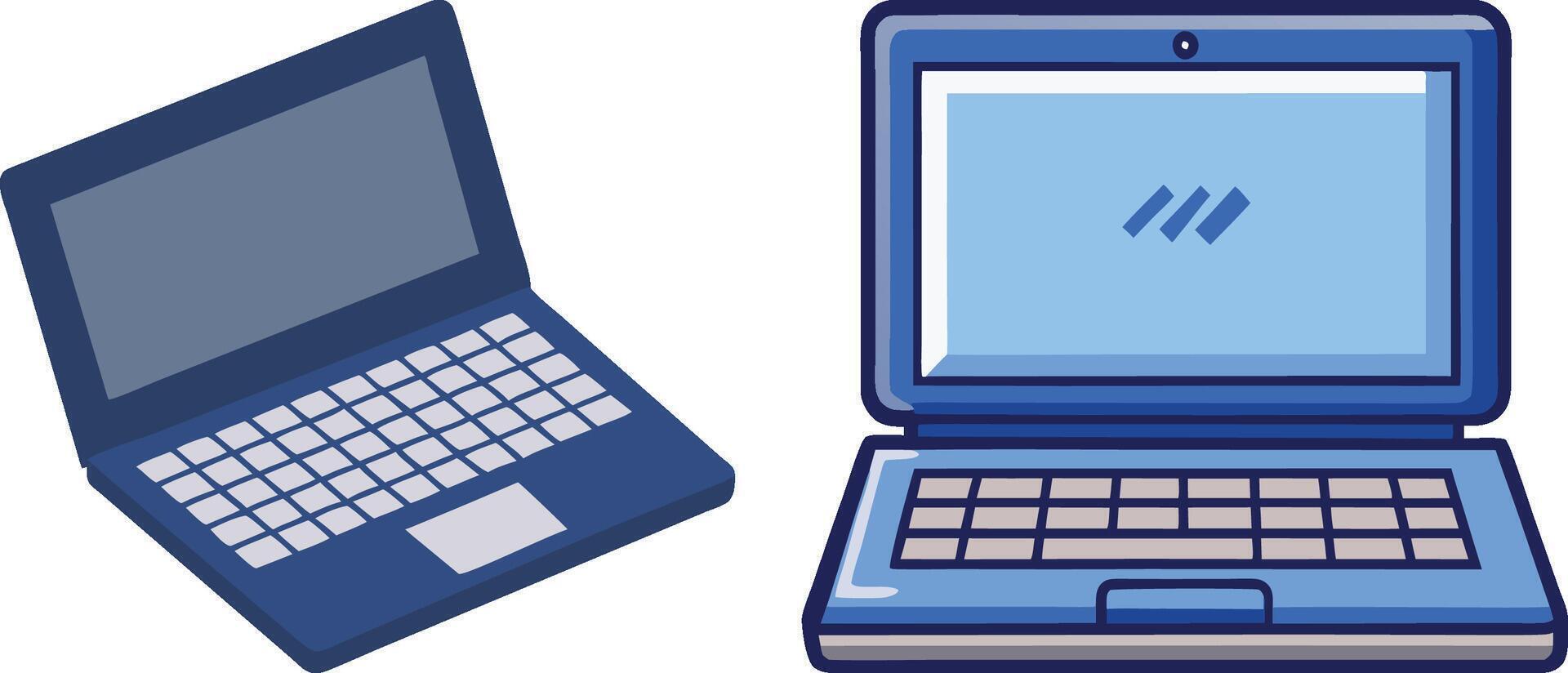 Cartoon Style Laptop Icon Set vector