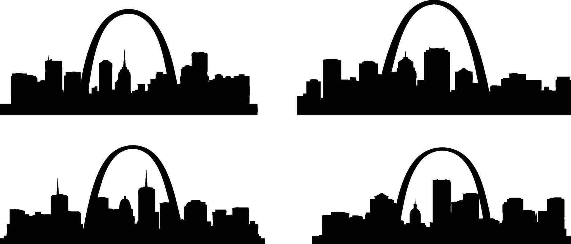 Silhouette of a City Skyline with Iconic Arch Landmark vector