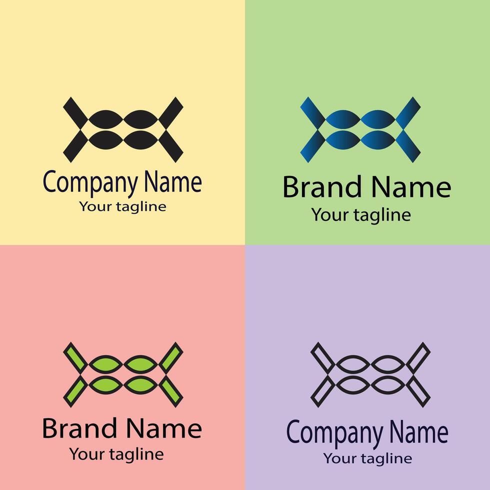 Unique best logo design with different designs of the same shape For business company. Color editable. vector