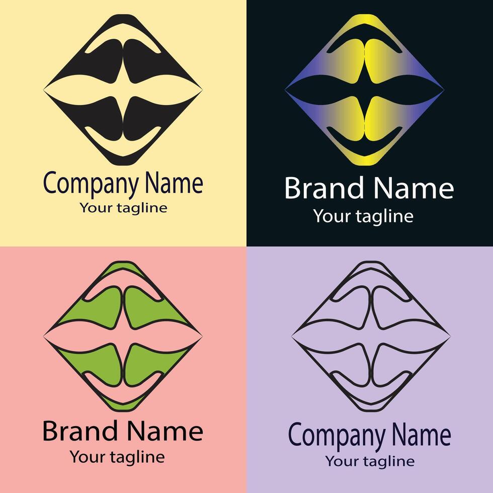 Latest mean Best logo design with different designs of the same shape For business company. Color editable. vector
