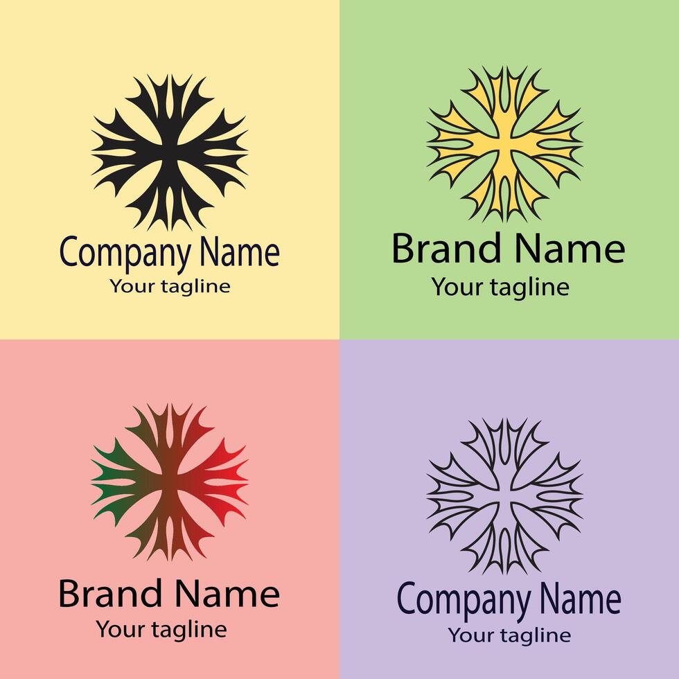 Unique logo design with different designs of the same shape For business company. Color editable. vector
