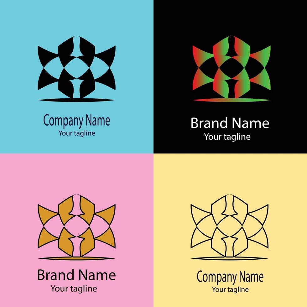 top-quality Unique logo design with different designs of the same shape For business company. Color editable. vector