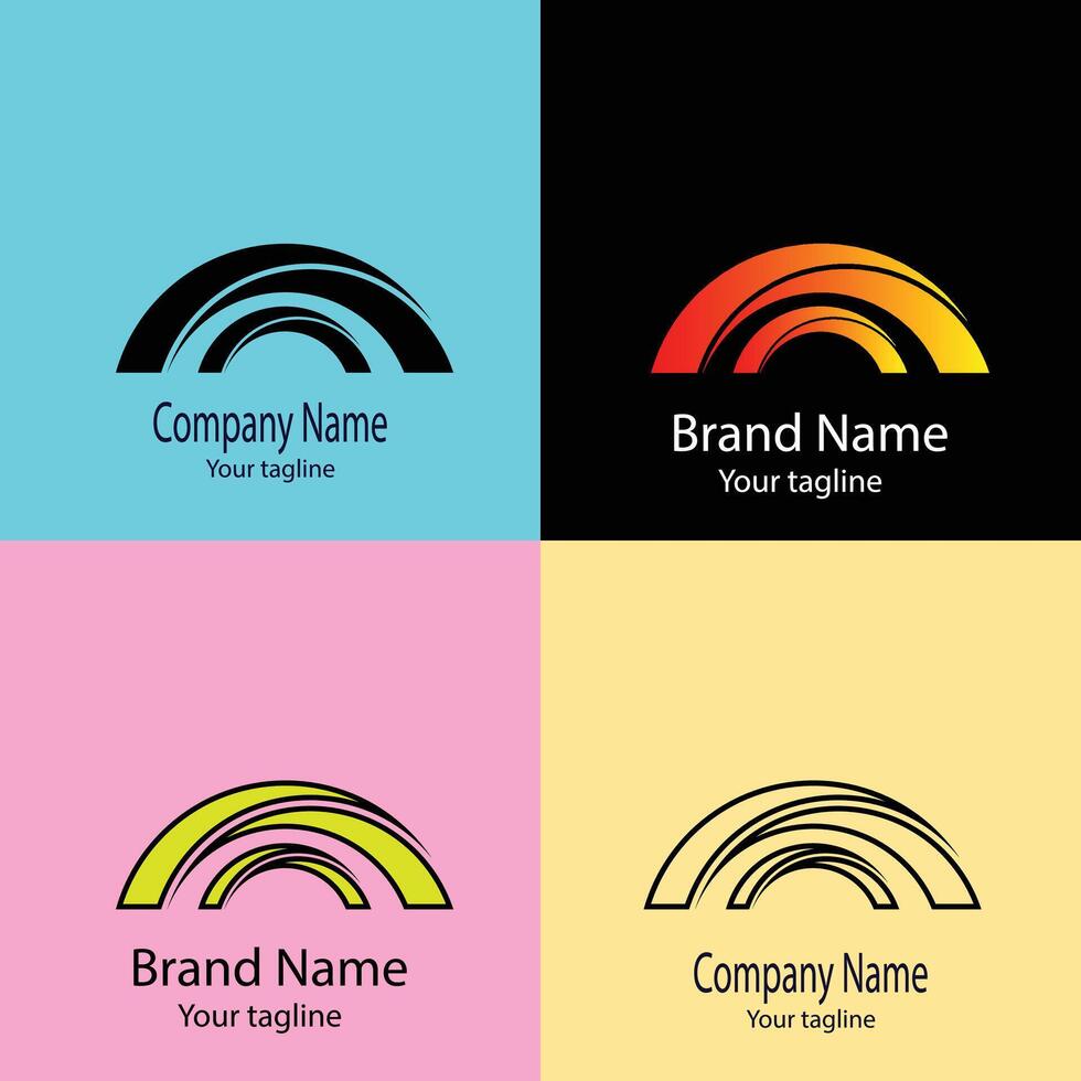 high-quality Unique logo design with different designs of the same shape For business company. Color editable. vector