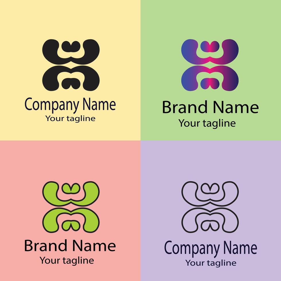Progressive logo design with different designs of the same shape For business company. Color editable. vector
