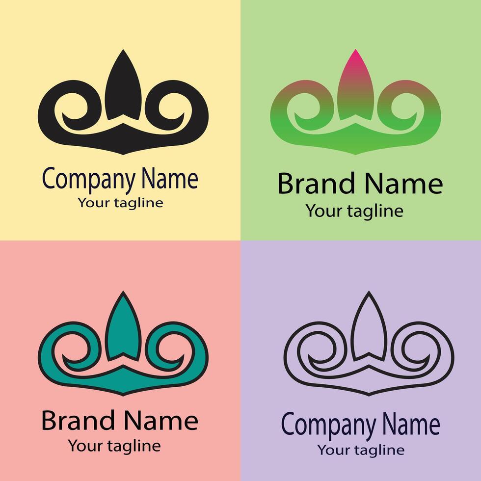 Latest fantastic Best logo design with different designs of the same shape For business company. Color editable. vector