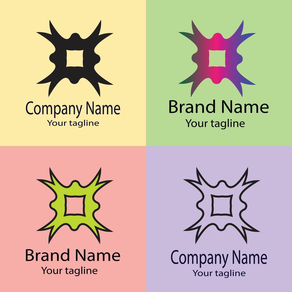top-quality logo design with different designs of the same shape For business company. Color editable. vector