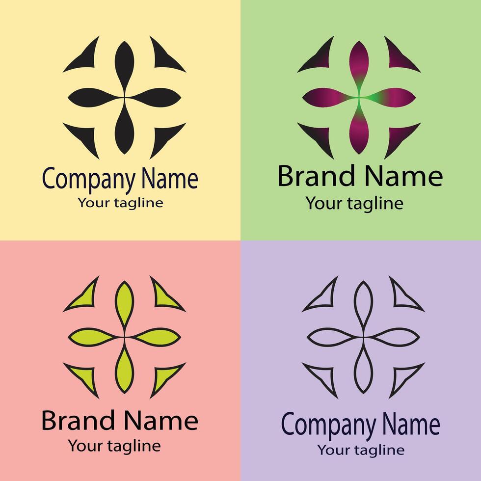 Favorite Best logo design with different designs of the same shape For business company. Color editable. vector