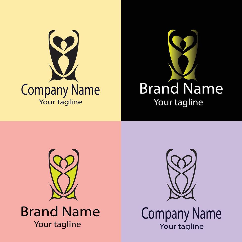 Abstract Best logo design with different designs of the same shape For business company. Color editable. vector