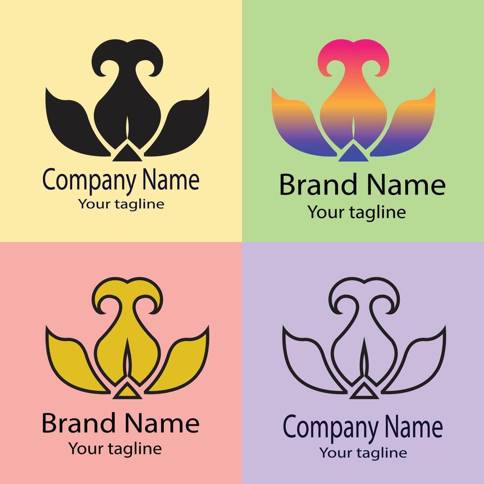 top-quality Best logo design with different designs of the same shape For business company. Color editable. vector