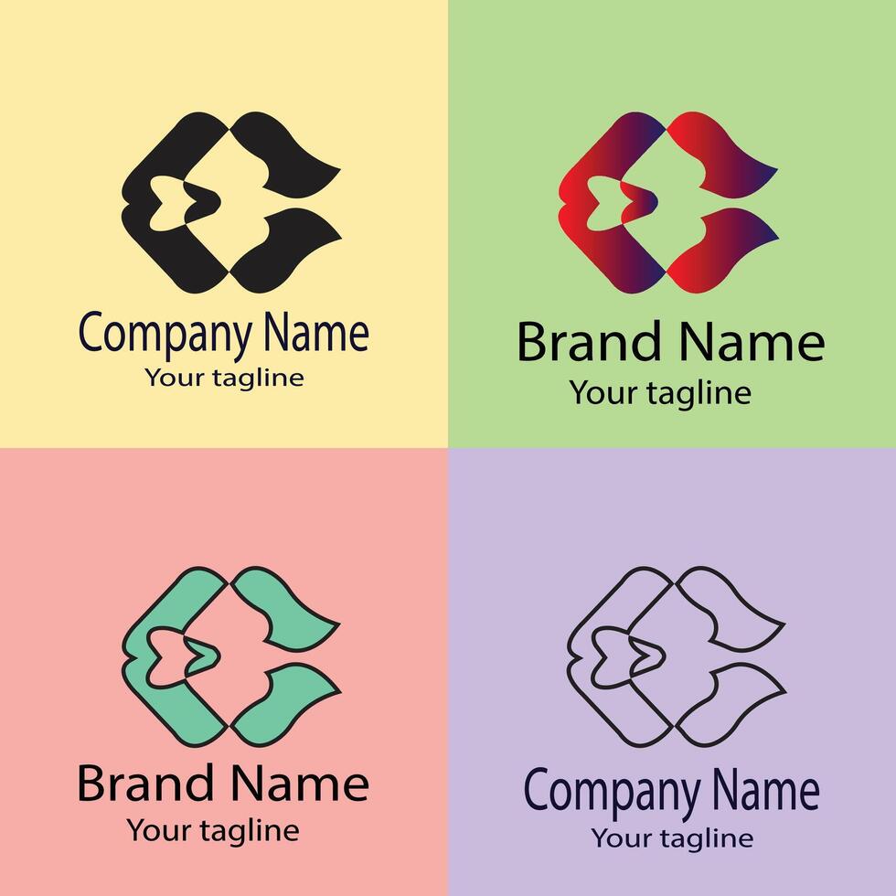 Best Abstract Latest Advanced logo design with different designs of the same shape For business company. Color editable. vector