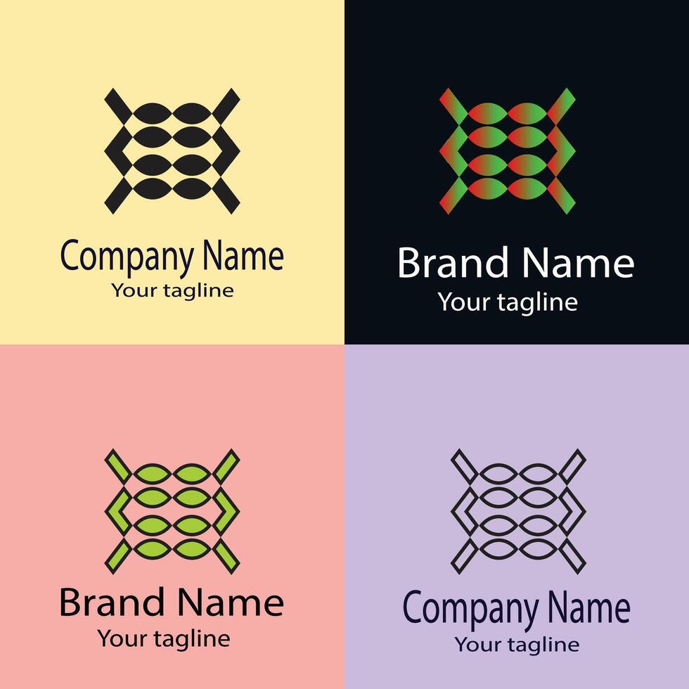 Gorgeous Unique logo design with different designs of the same shape For business company. Color editable. vector