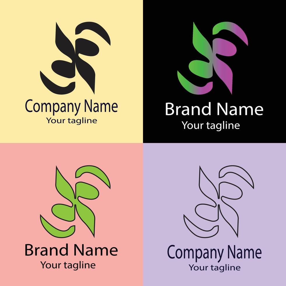 incredibleh Best logo design with different designs of the same shape For business company. Color editable. vector