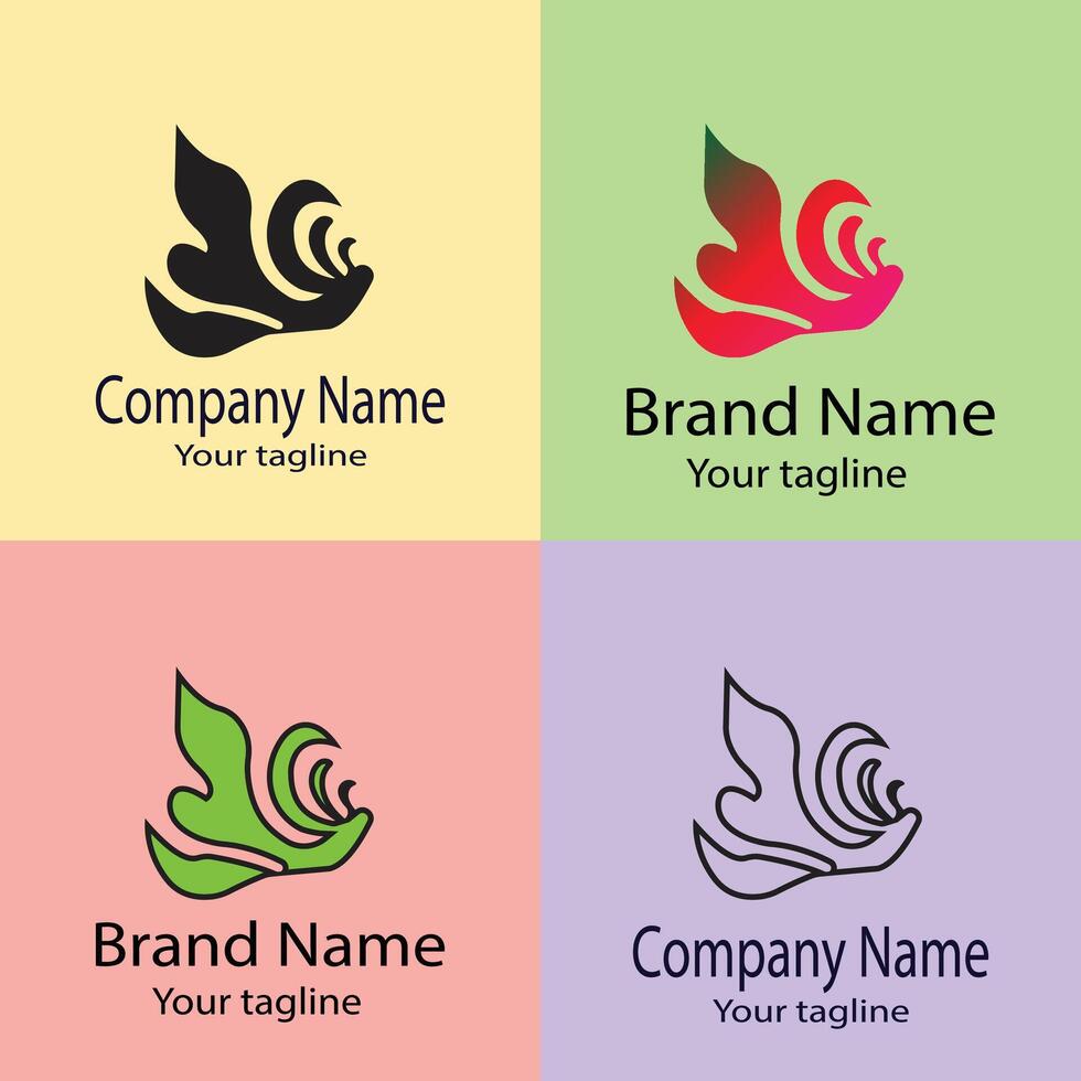 high-quality Best logo design with different designs of the same shape For business company. Color editable. vector