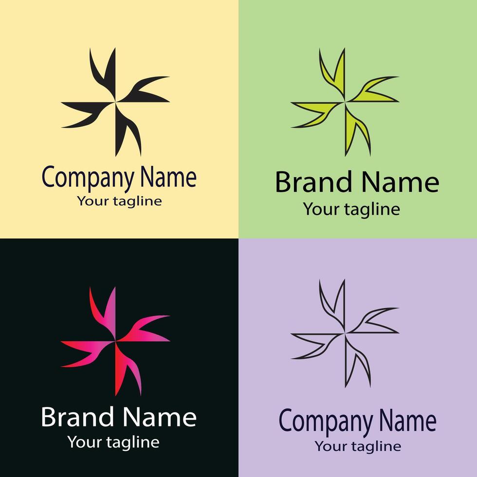 Latest wondrous Best logo design with different designs of the same shape For business company. Color editable. vector
