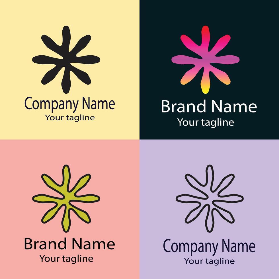 reactive Best logo design with different designs of the same shape For business company. Color editable. vector