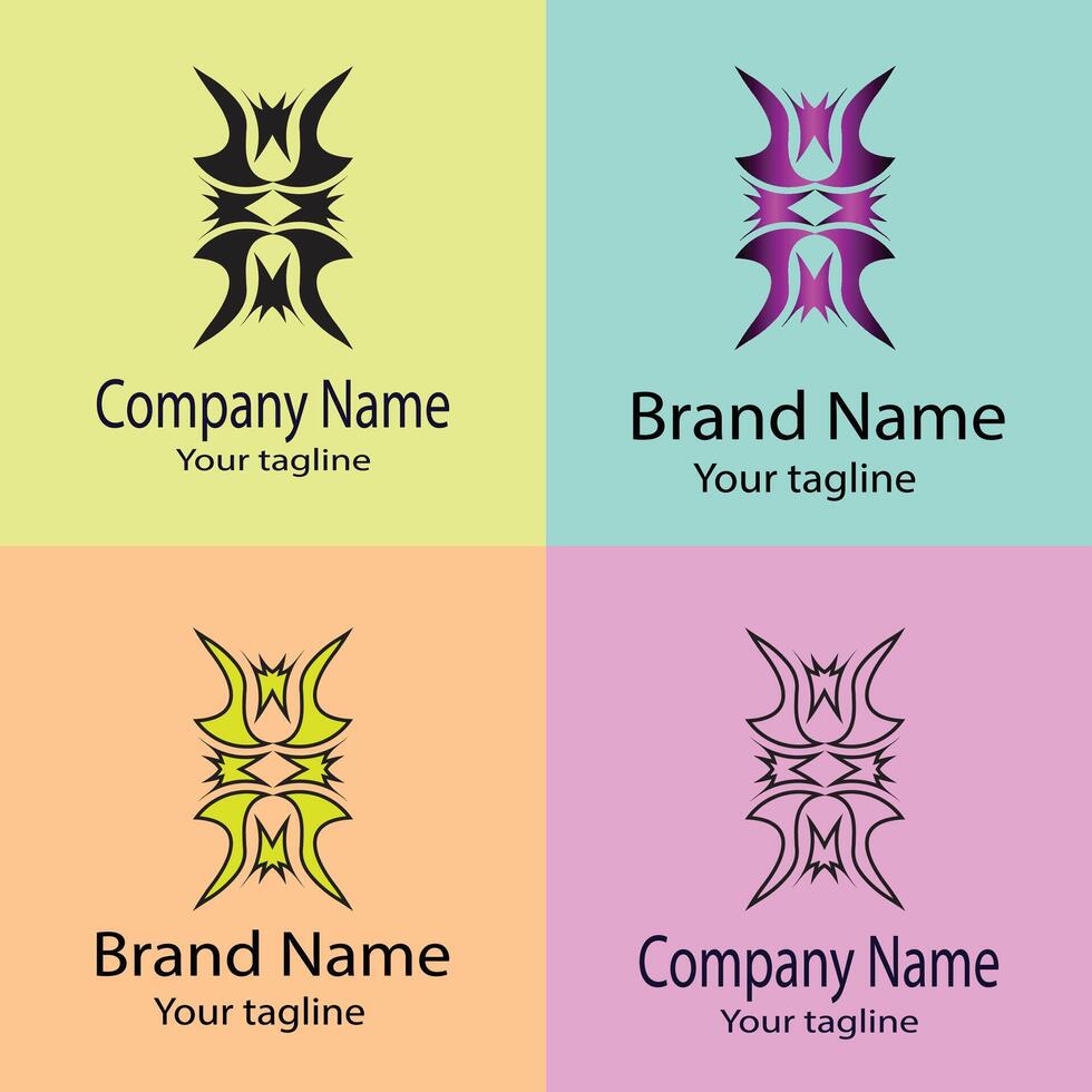Modern Unique logo design with different designs of the same shape For business company. Color editable. vector