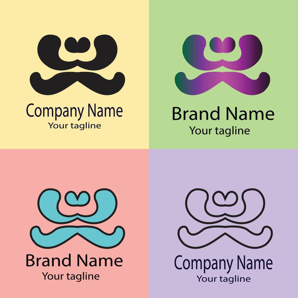 outstanding Best logo design with different designs of the same shape For business company. Color editable. vector