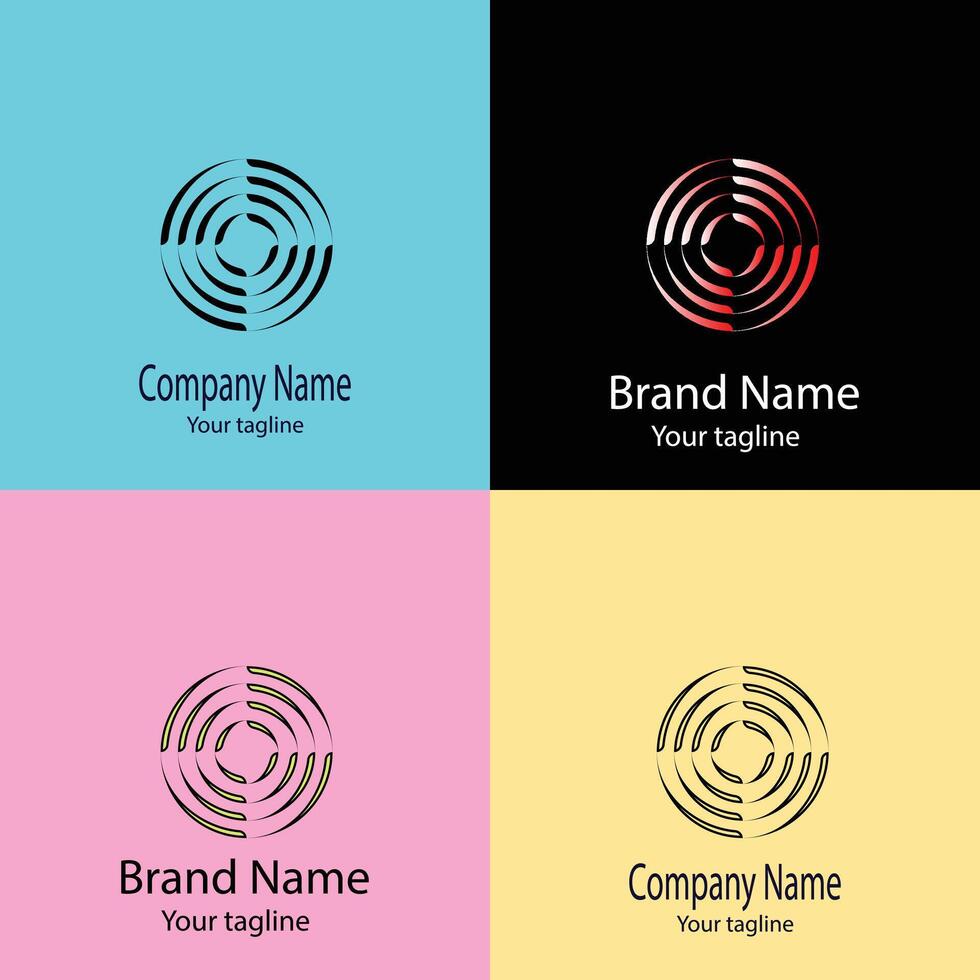 outstanding Unique logo design with different designs of the same shape For business company. Color editable. vector