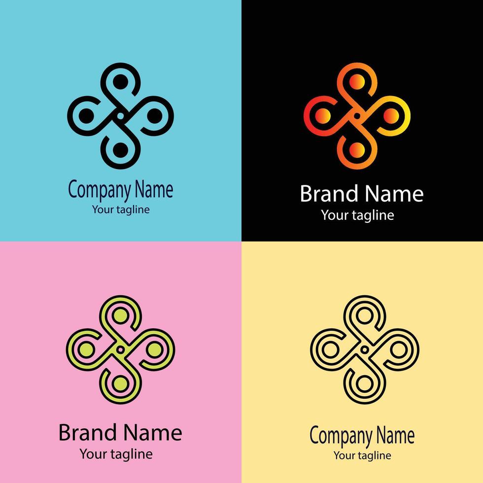 magnificent Unique logo design with different designs of the same shape For business company. Color editable. vector