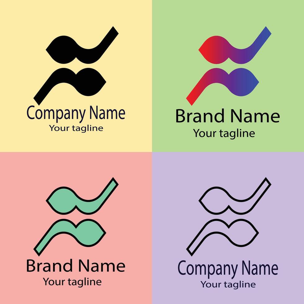 Latest prime Best logo design with different designs of the same shape For business company. Color editable. vector