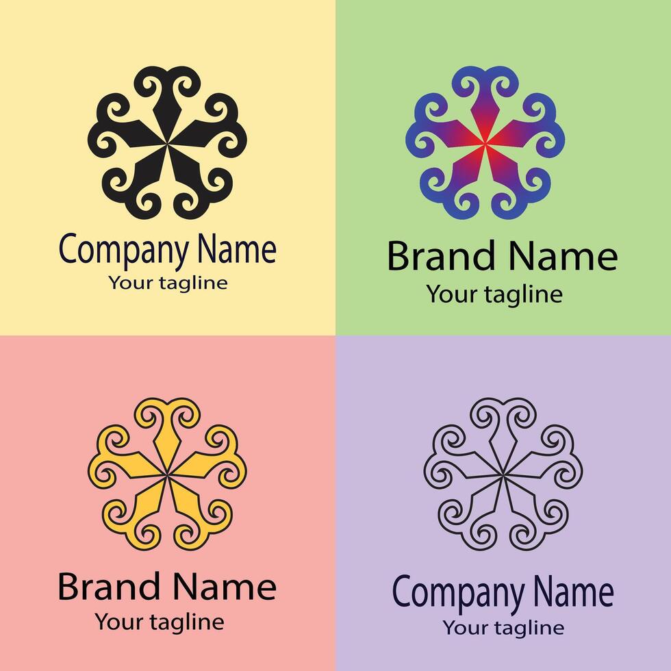 Latest outstanding Best logo design with different designs of the same shape For business company. Color editable. vector